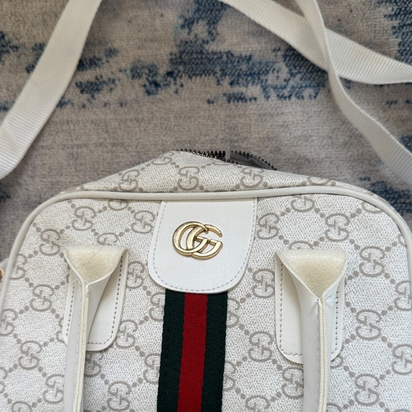 Fashion bags White Crossbody Bag with Green and Red Stripes - Picture 2 of 7